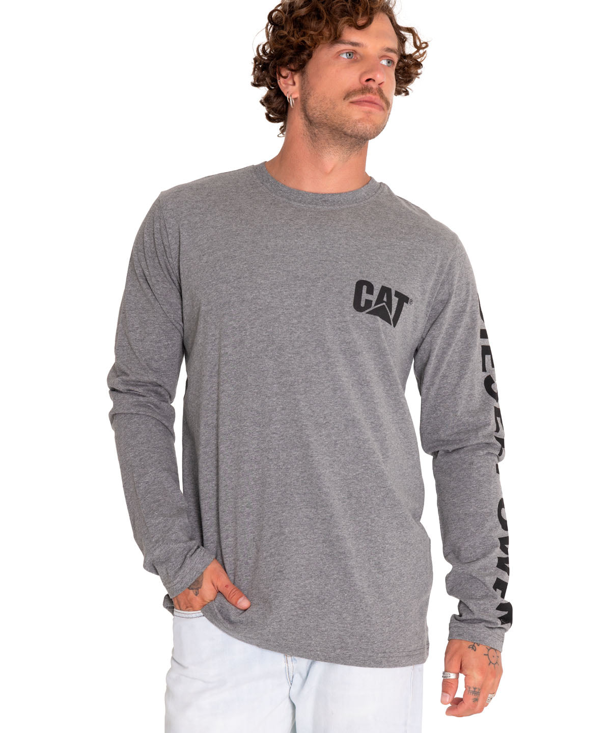 Camisa Diesel Power Manga Larga Tee Para Mujer Color Gris-1