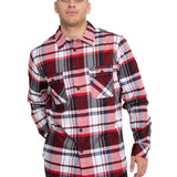 Camisa Plaid Manga Larga Work Shirt Para Hombre Color Rojo-1