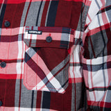Camisa Plaid Manga Larga Work Shirt Para Hombre Color Rojo-3
