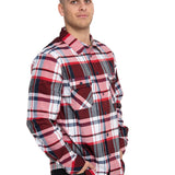 Camisa Plaid Manga Larga Work Shirt Para Hombre Color Rojo-4