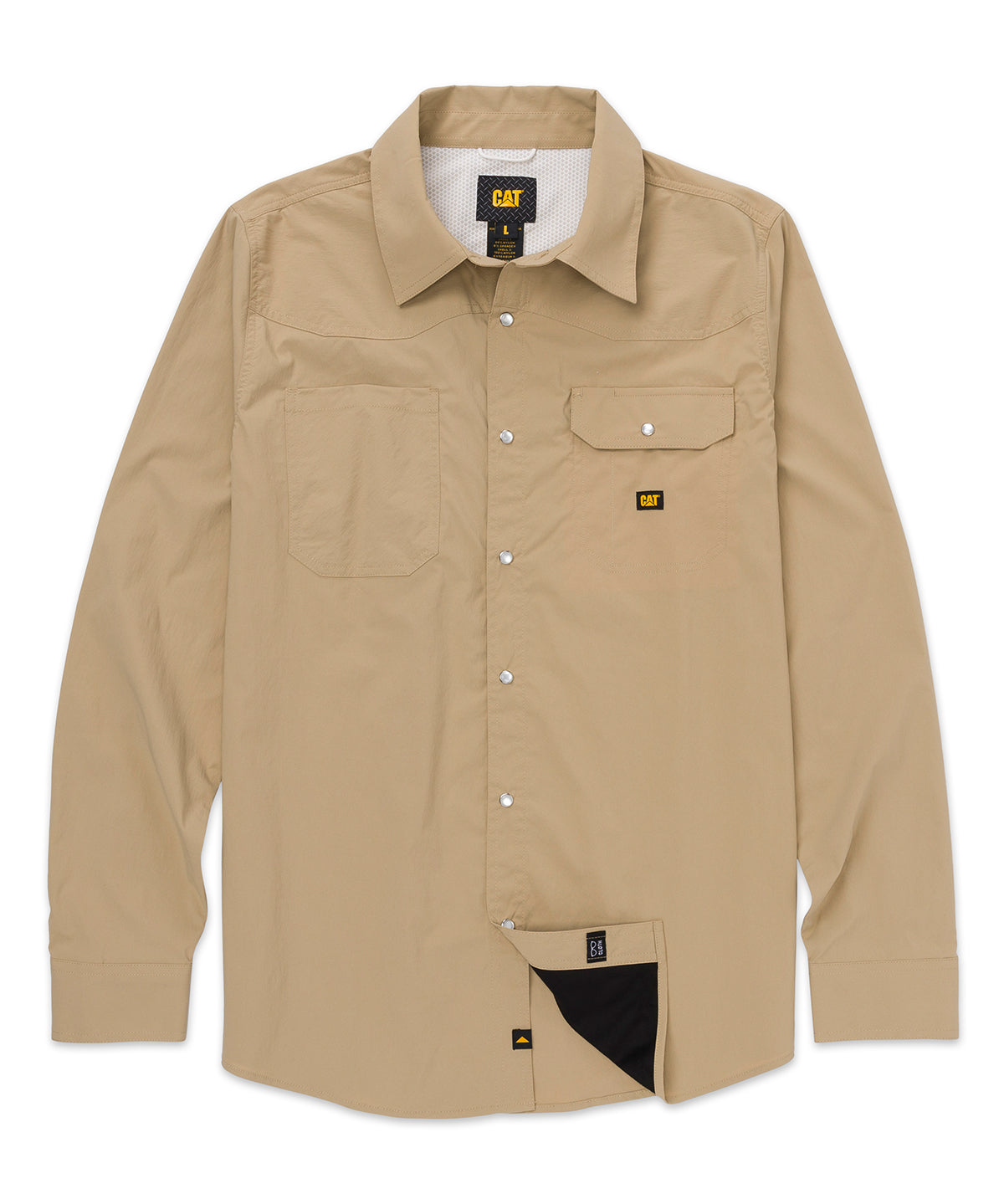 Camisa  Lightweight Manga Larga West Para Hombre Color Beige-1