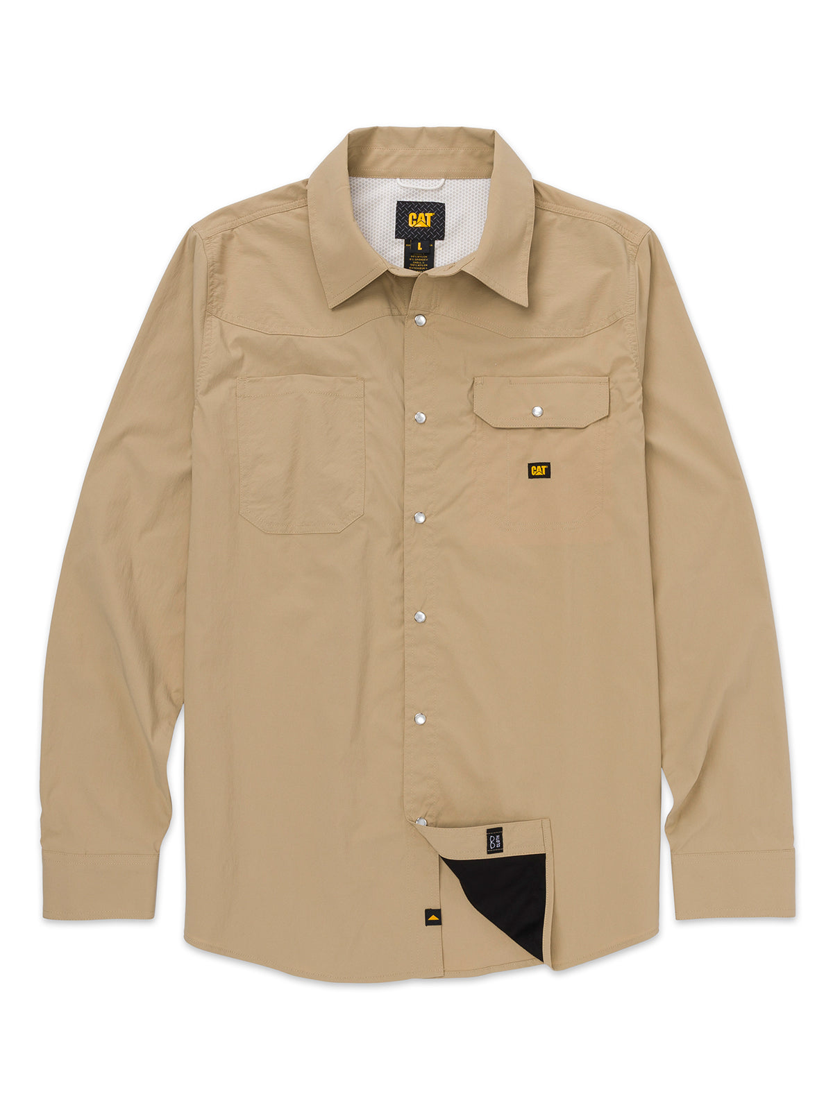 Camisa  Lightweight Manga Larga West Para Hombre Color Beige-1
