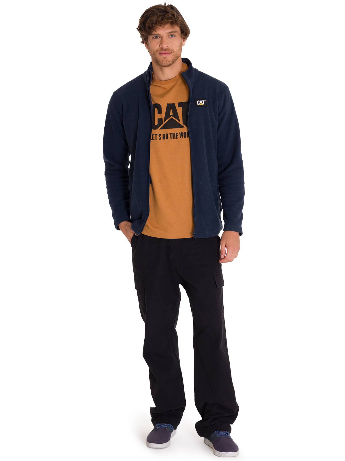 Sacos  Cat Microfleece Full Para Hombre Color Azul-5