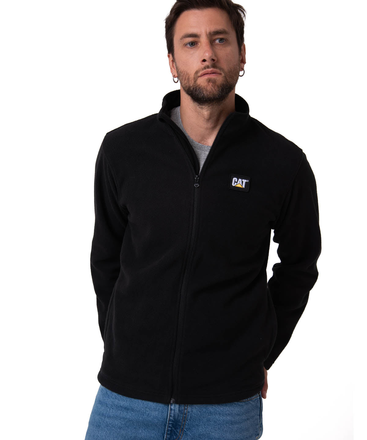 Sacos  Cat Microfleece Full Para Hombre Color Negro-1