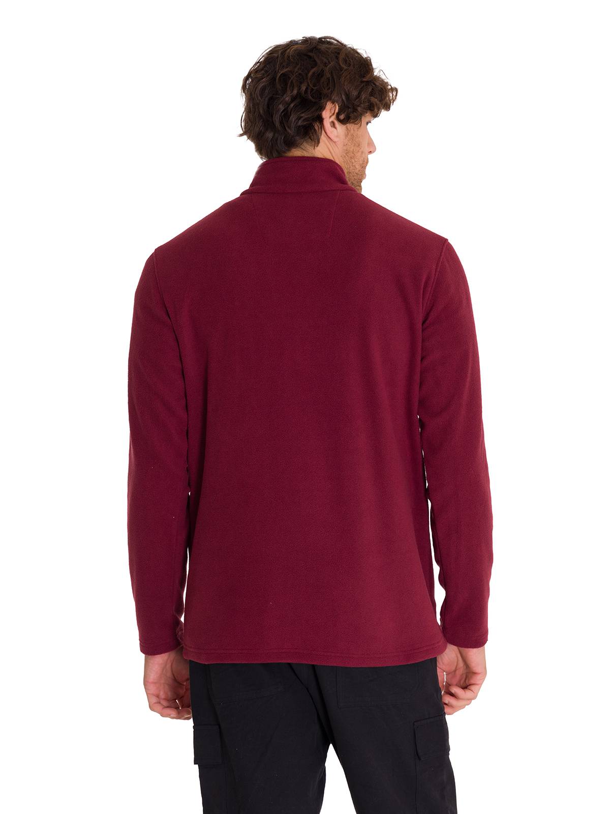 Saco  Cat Microfleece Quarter Zip Para Hombre Color Rojo-3