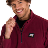 Saco  Cat Microfleece Quarter Zip Para Hombre Color Rojo-4