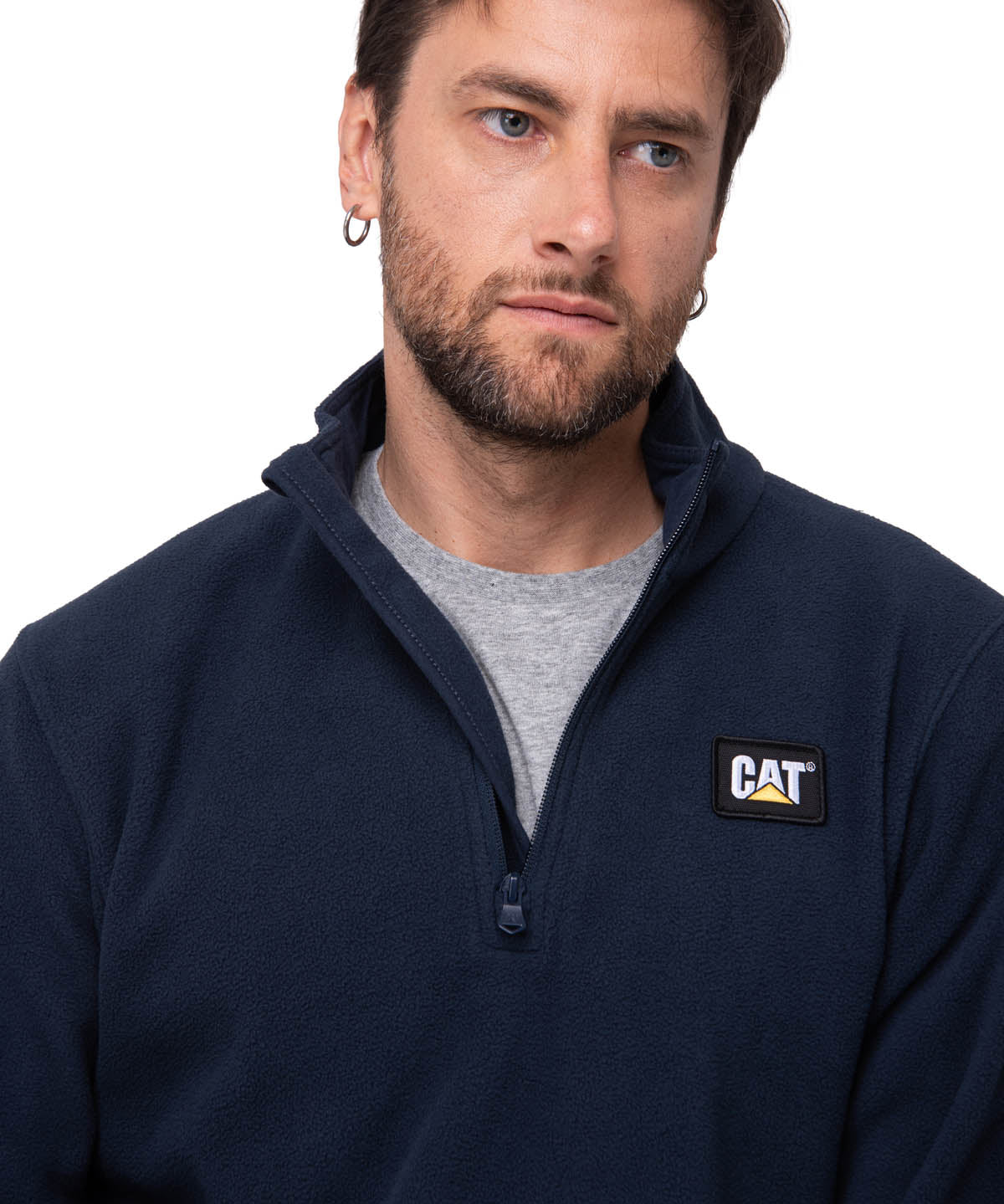 Sacos  Cat Microfleece Quarter Zip Para Hombre Color Azul-3