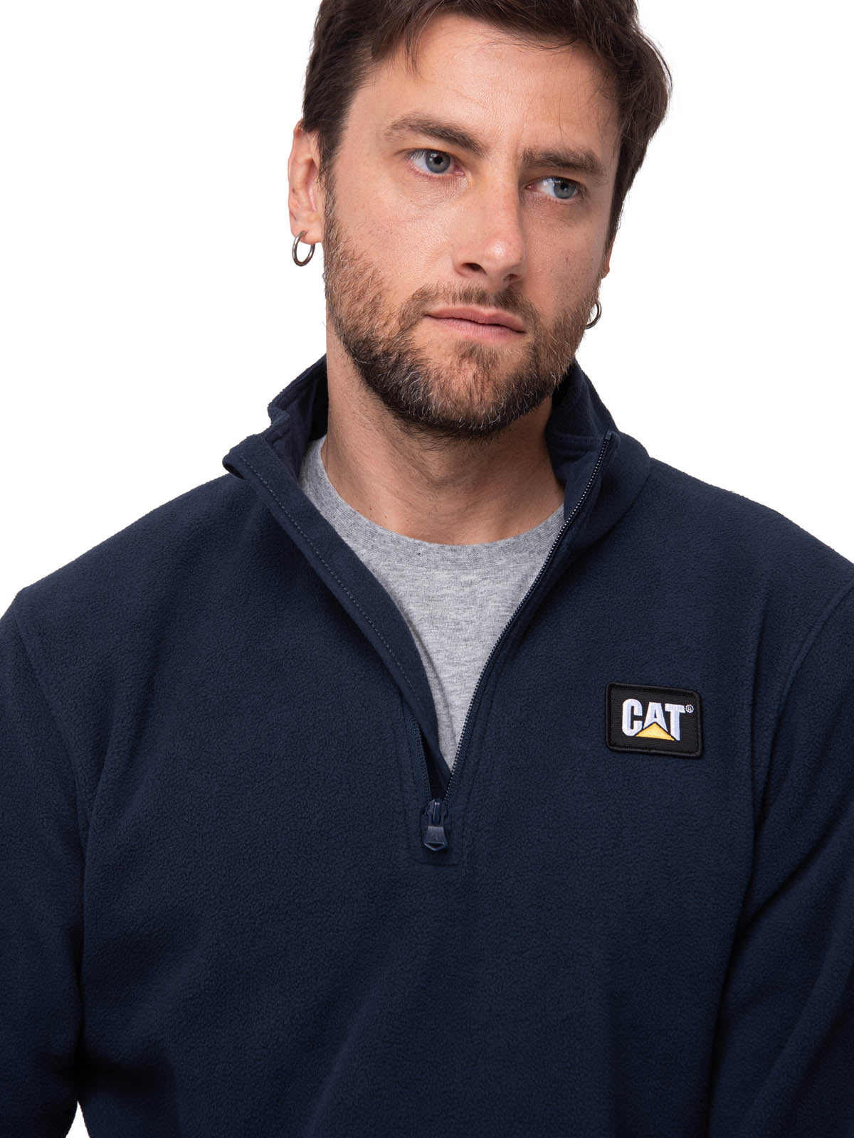 Sacos  Cat Microfleece Quarter Zip Para Hombre Color Azul-3
