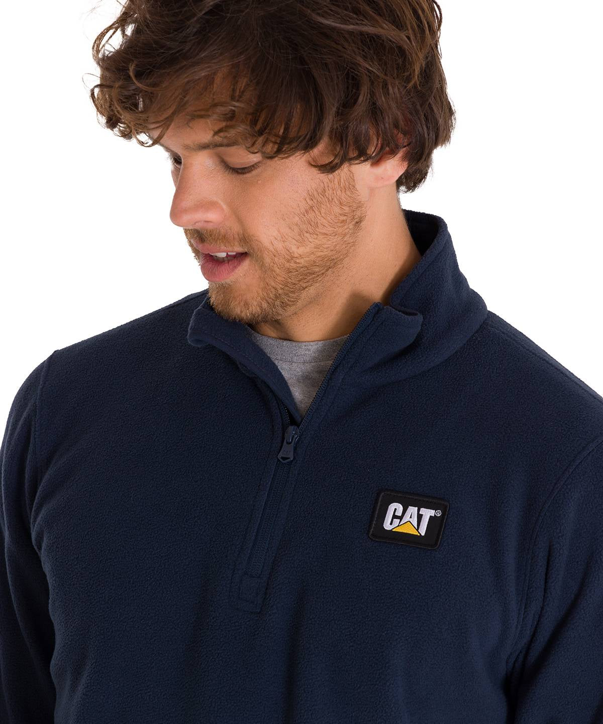 Sacos  Cat Microfleece Quarter Zip Para Hombre Color Azul-4