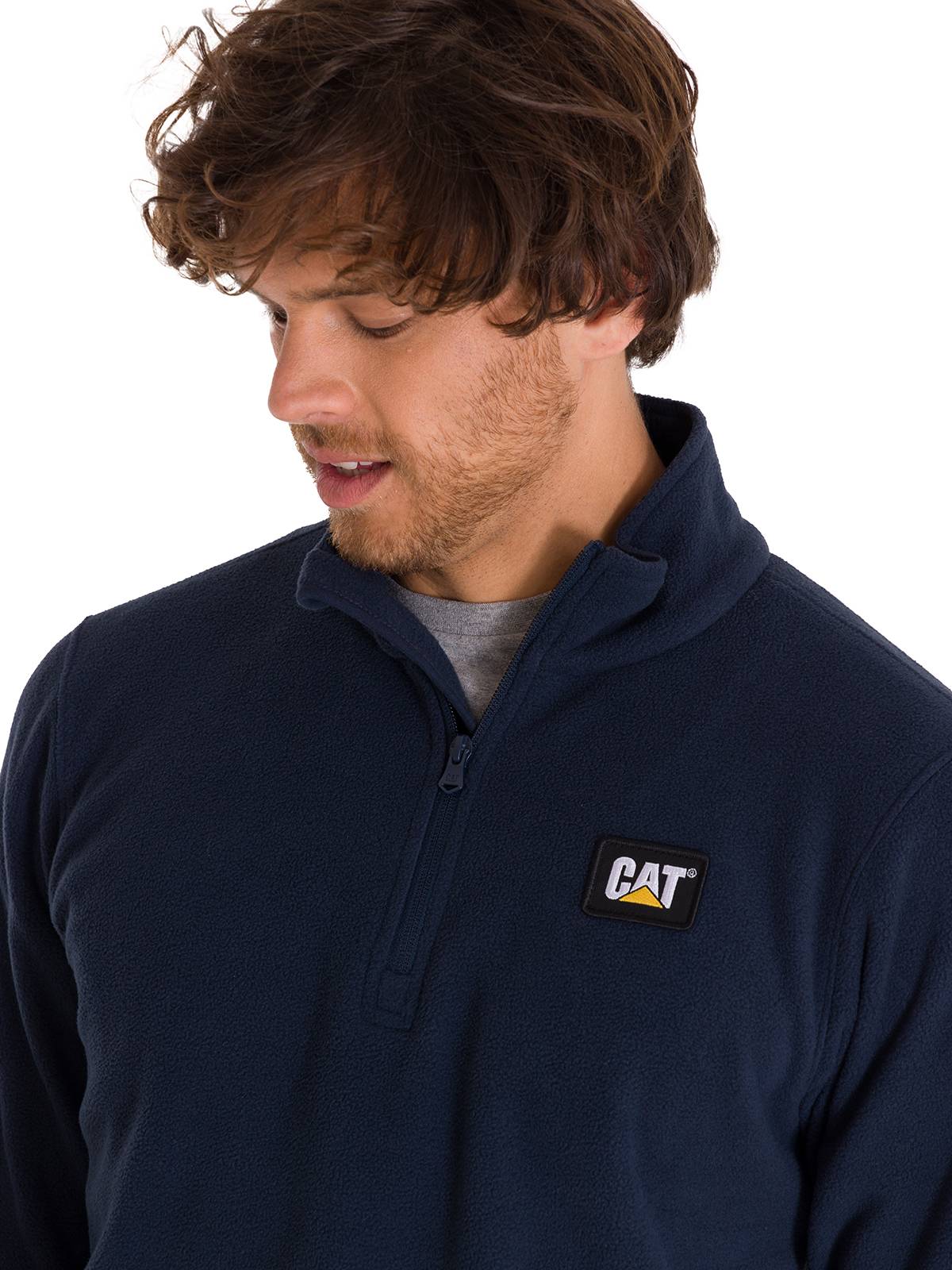 Sacos  Cat Microfleece Quarter Zip Para Hombre Color Azul-4
