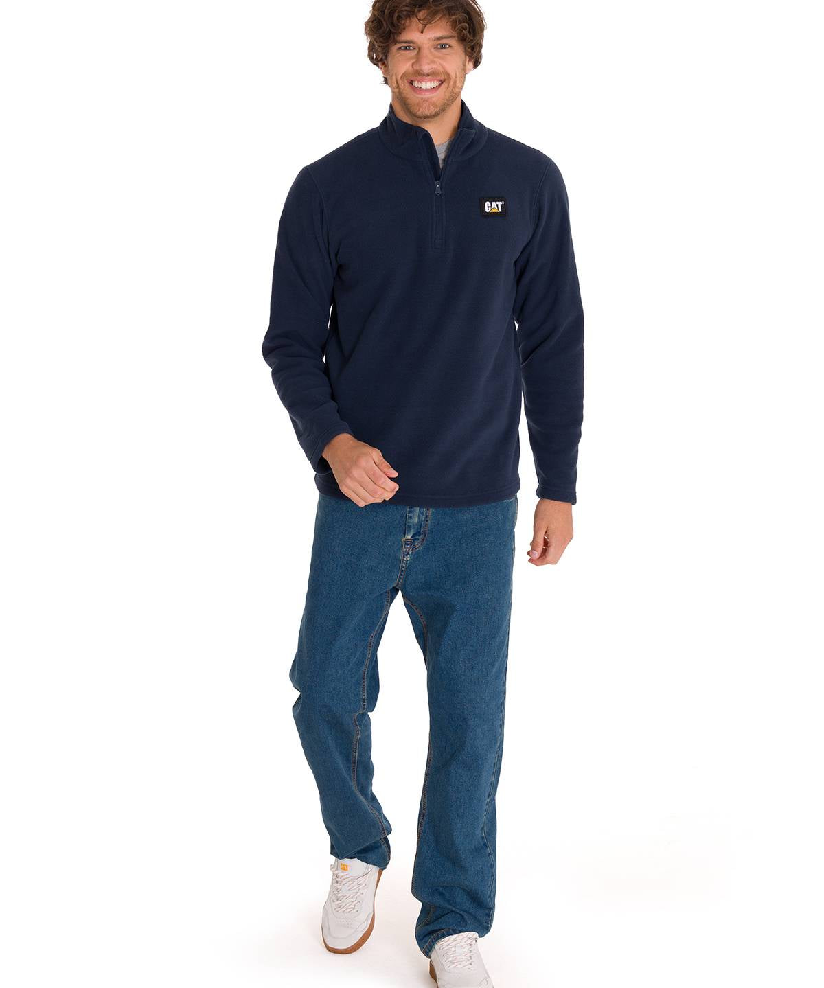 Sacos  Cat Microfleece Quarter Zip Para Hombre Color Azul-5