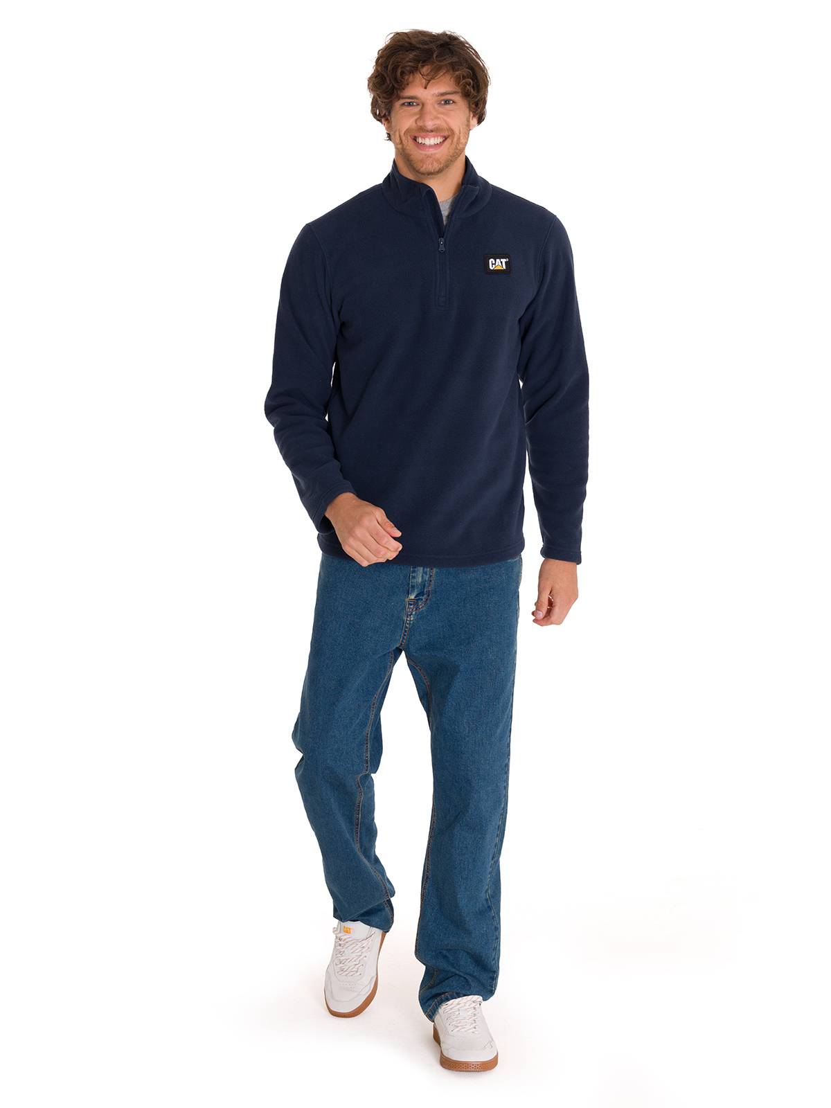 Sacos  Cat Microfleece Quarter Zip Para Hombre Color Azul-5
