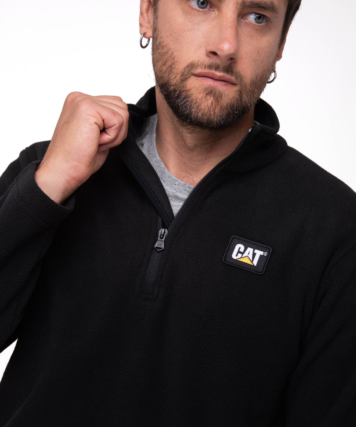 Sacos  Cat Microfleece Quarter Zip Para Hombre Color Negro-3