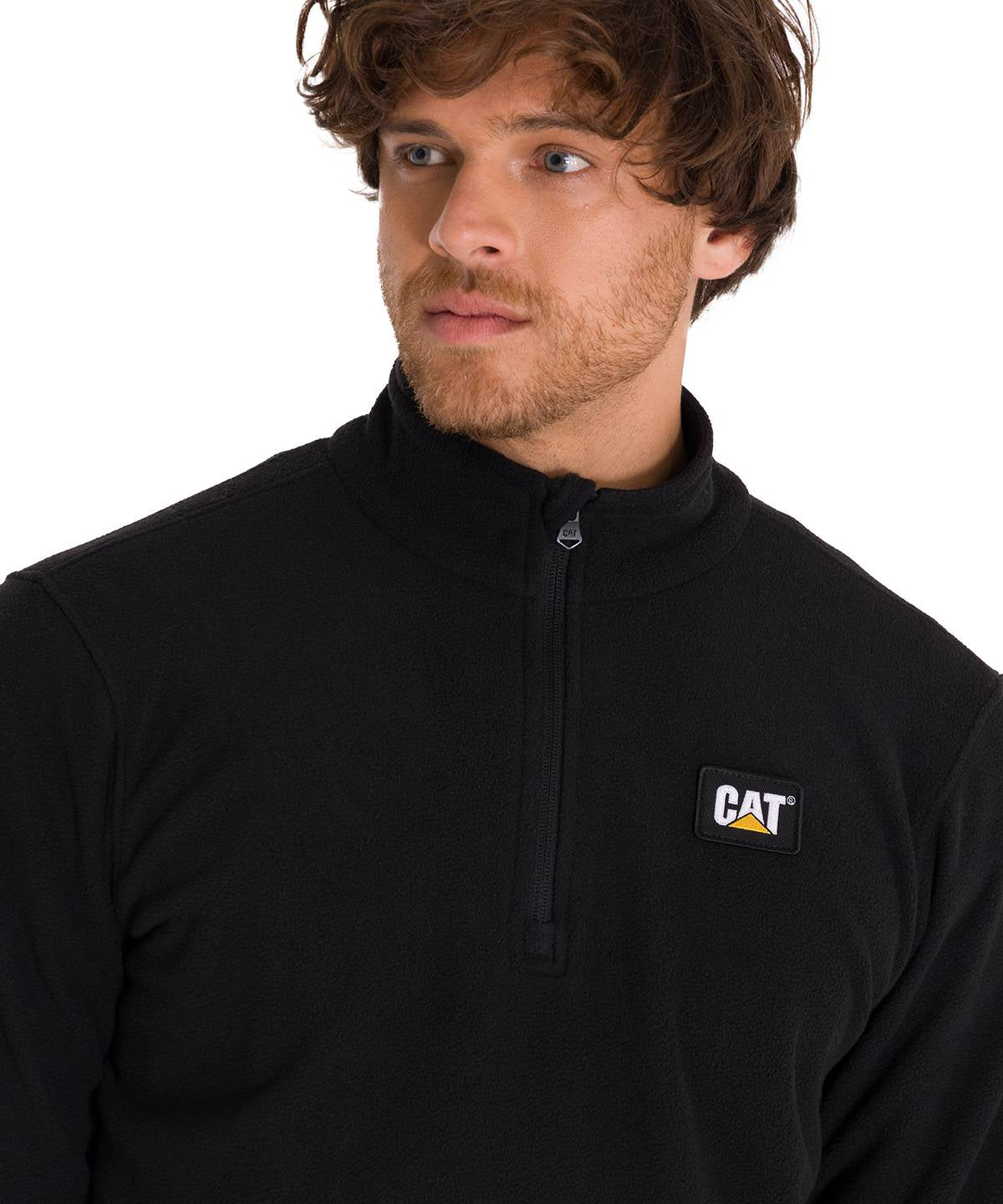 Sacos  Cat Microfleece Quarter Zip Para Hombre Color Negro-4