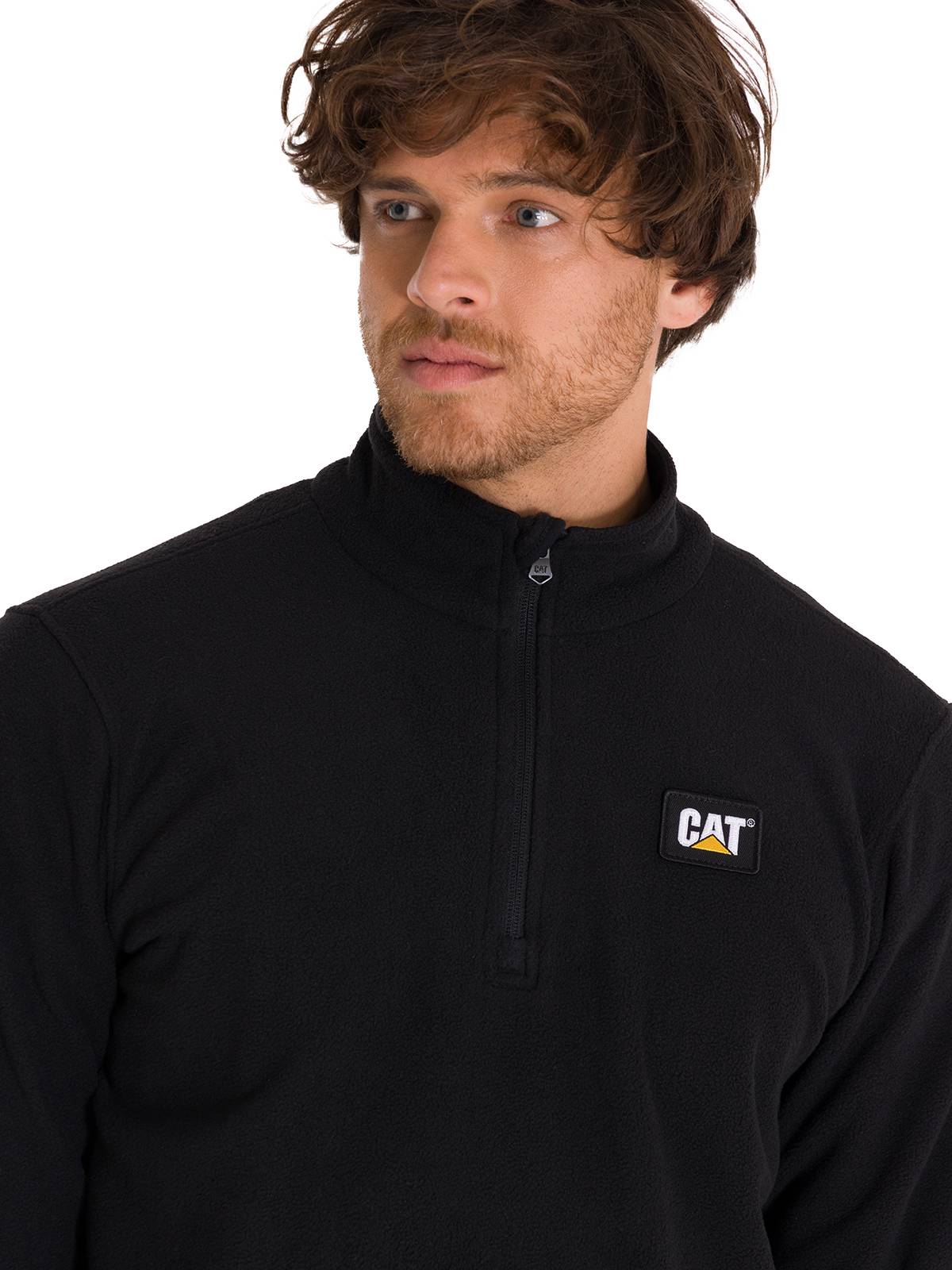 Sacos  Cat Microfleece Quarter Zip Para Hombre Color Negro-4
