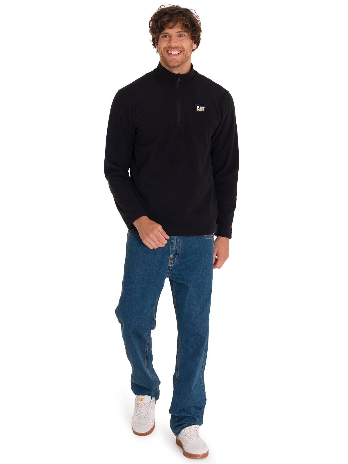Sacos  Cat Microfleece Quarter Zip Para Hombre Color Negro-5