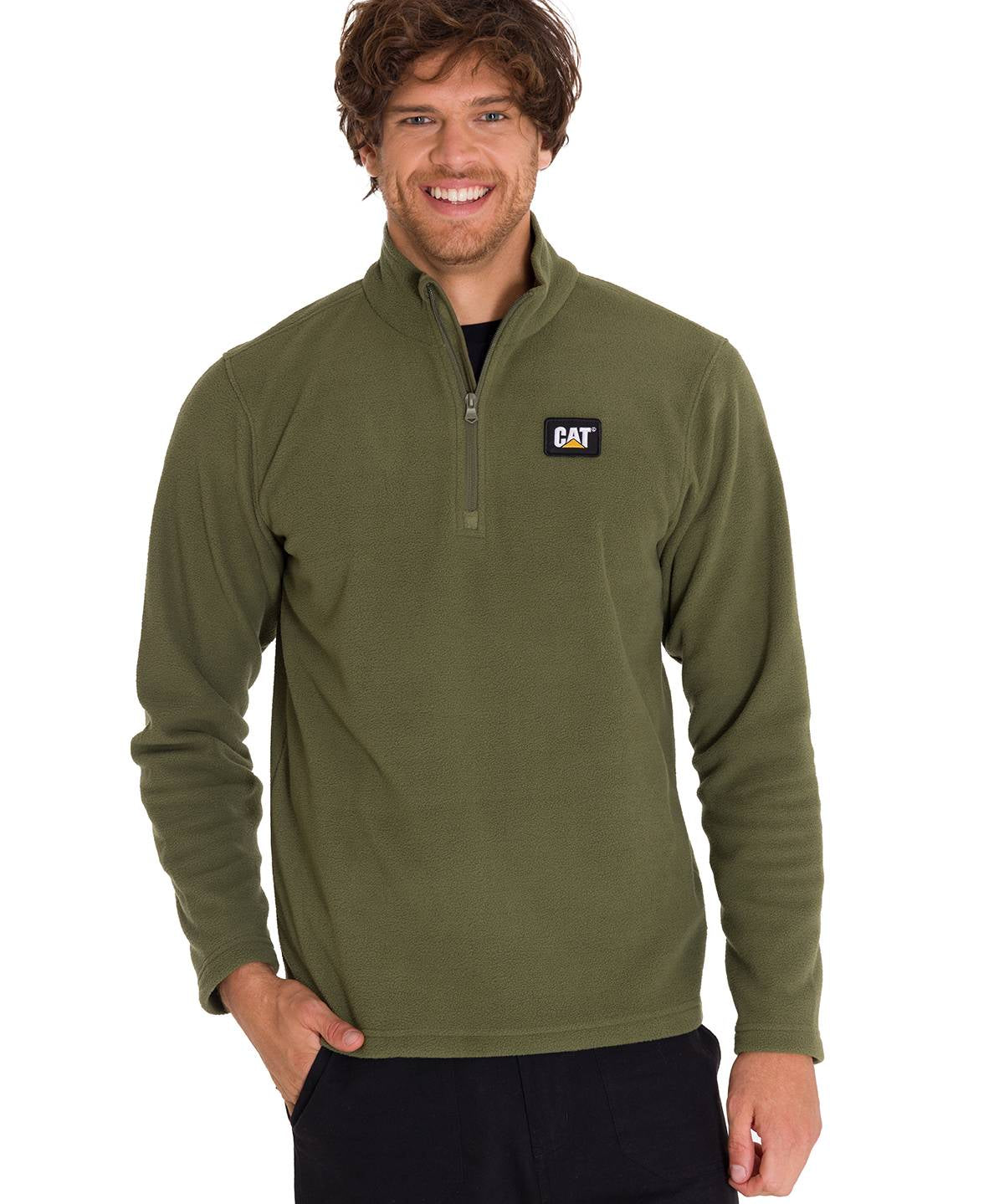 Saco  Microfleece Quarter Zip Para Hombre Color Verde-1