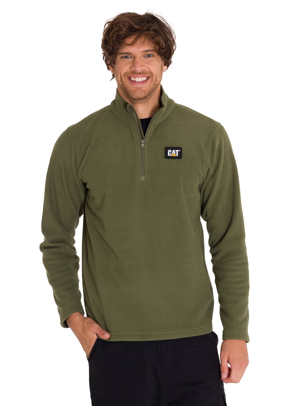 Saco  Microfleece Quarter Zip Para Hombre Color Verde-1