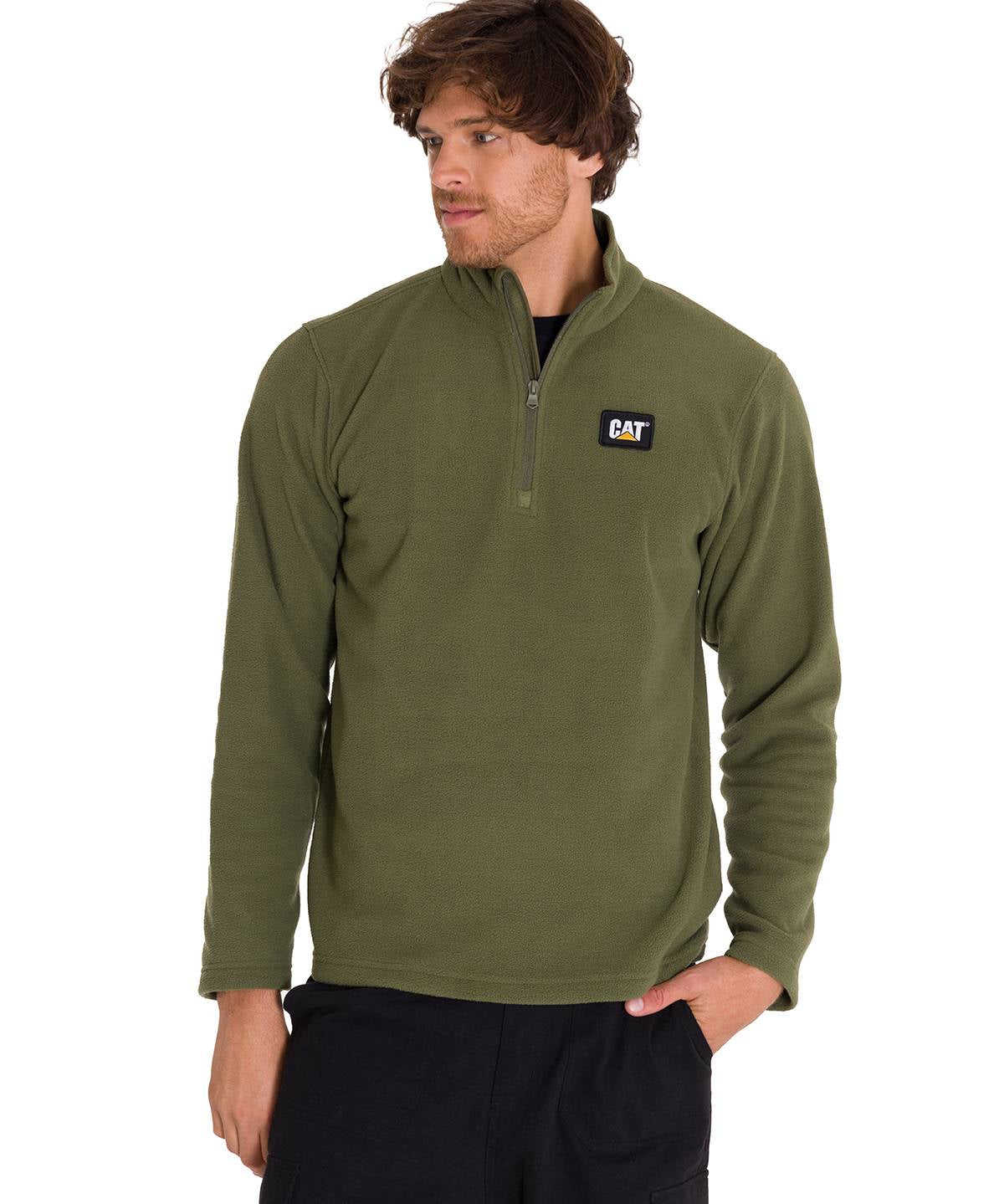 Saco  Microfleece Quarter Zip Para Hombre Color Verde-2