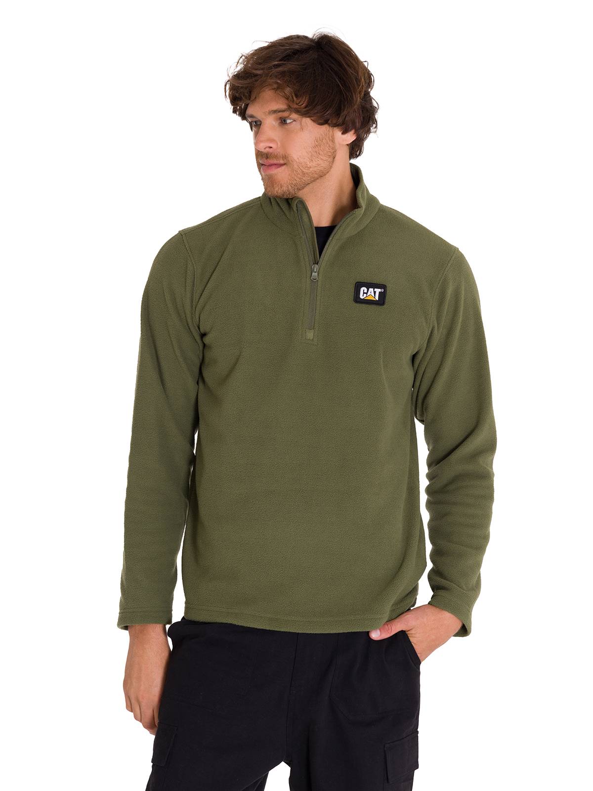 Saco  Microfleece Quarter Zip Para Hombre Color Verde-2