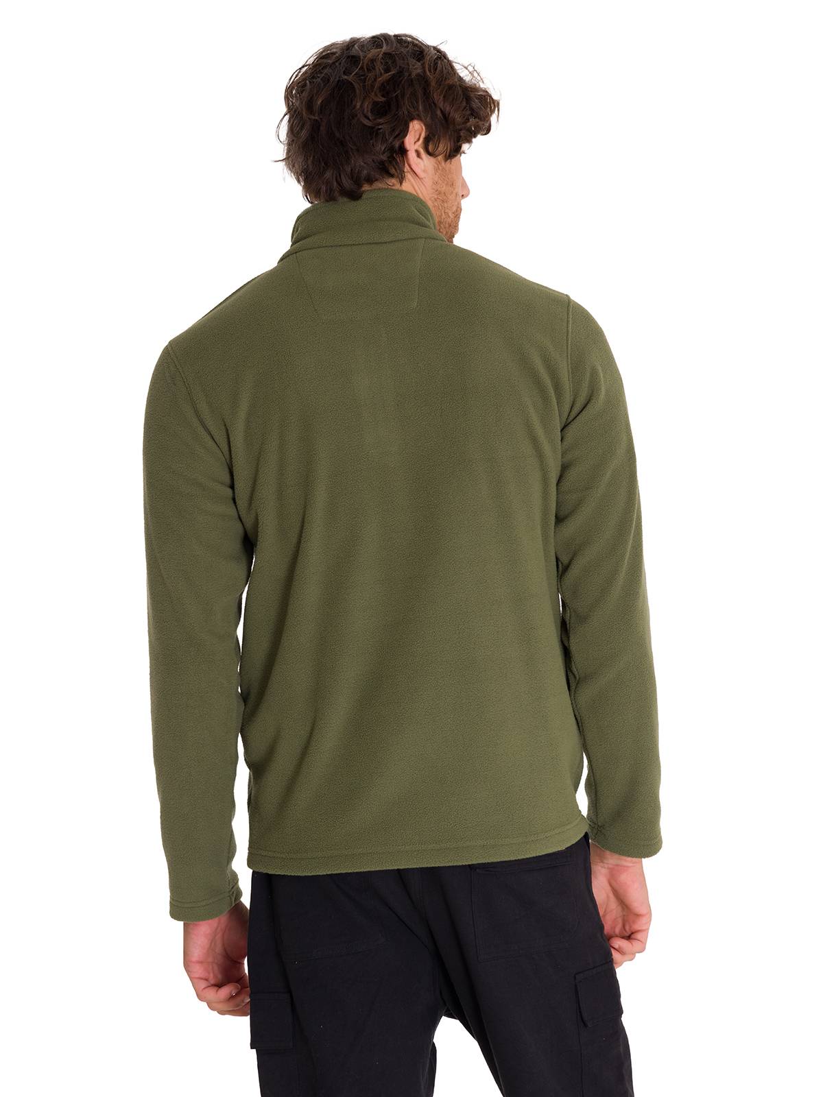 Saco  Microfleece Quarter Zip Para Hombre Color Verde-3
