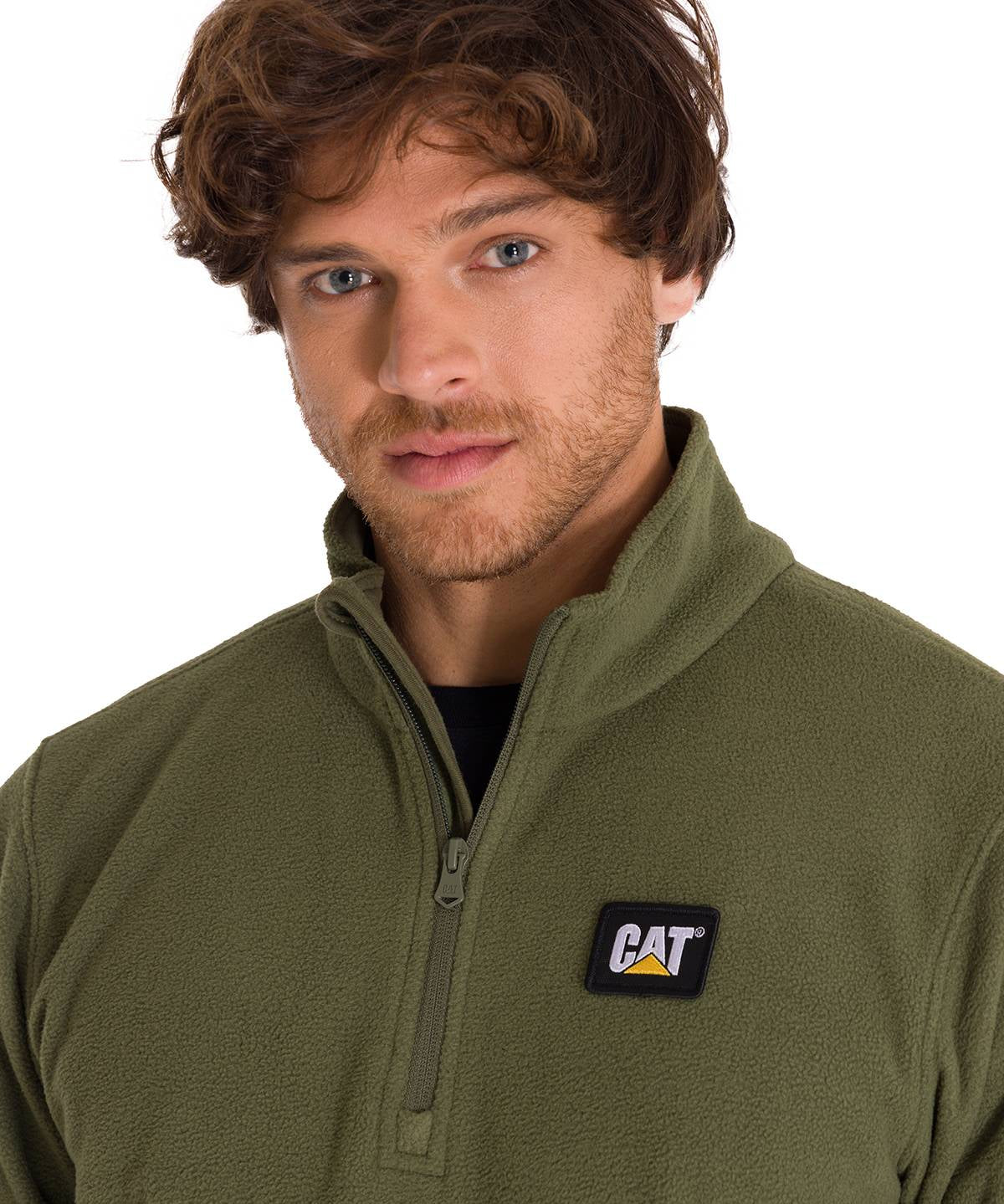 Saco  Microfleece Quarter Zip Para Hombre Color Verde-4