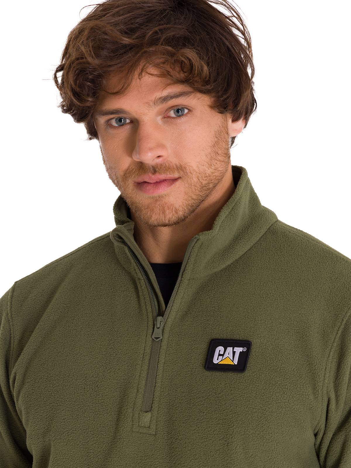 Saco  Microfleece Quarter Zip Para Hombre Color Verde-4