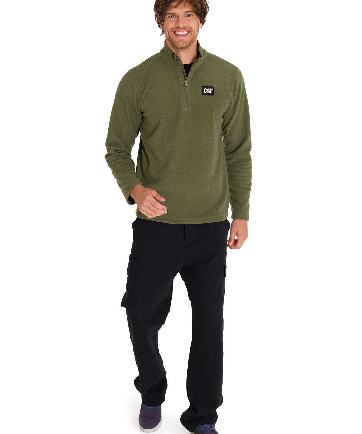 Saco  Microfleece Quarter Zip Para Hombre Color Verde-5