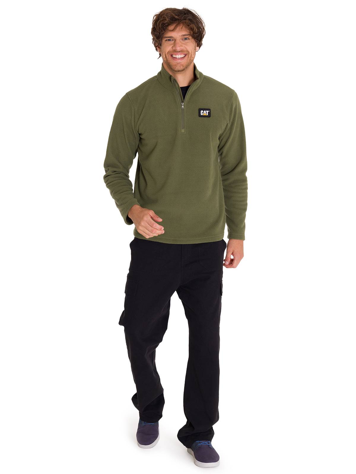 Saco  Microfleece Quarter Zip Para Hombre Color Verde-5