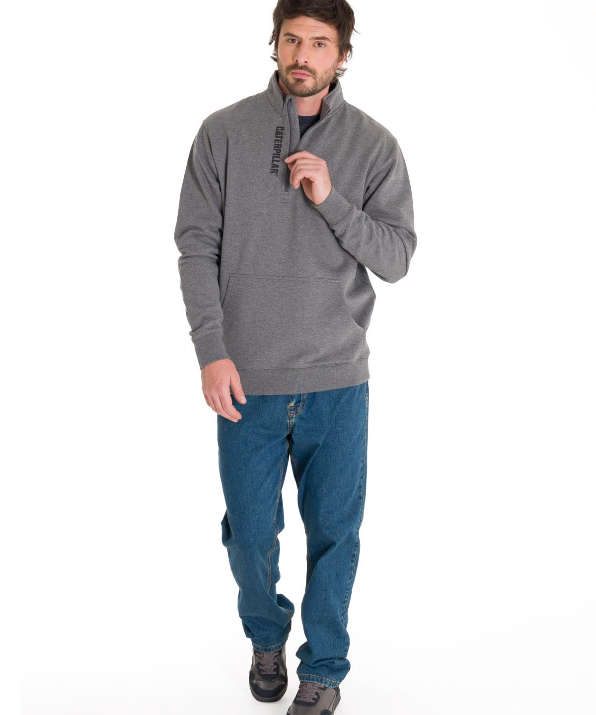 Saco Midweight Quarter Zip Hombre Color Gris-5
