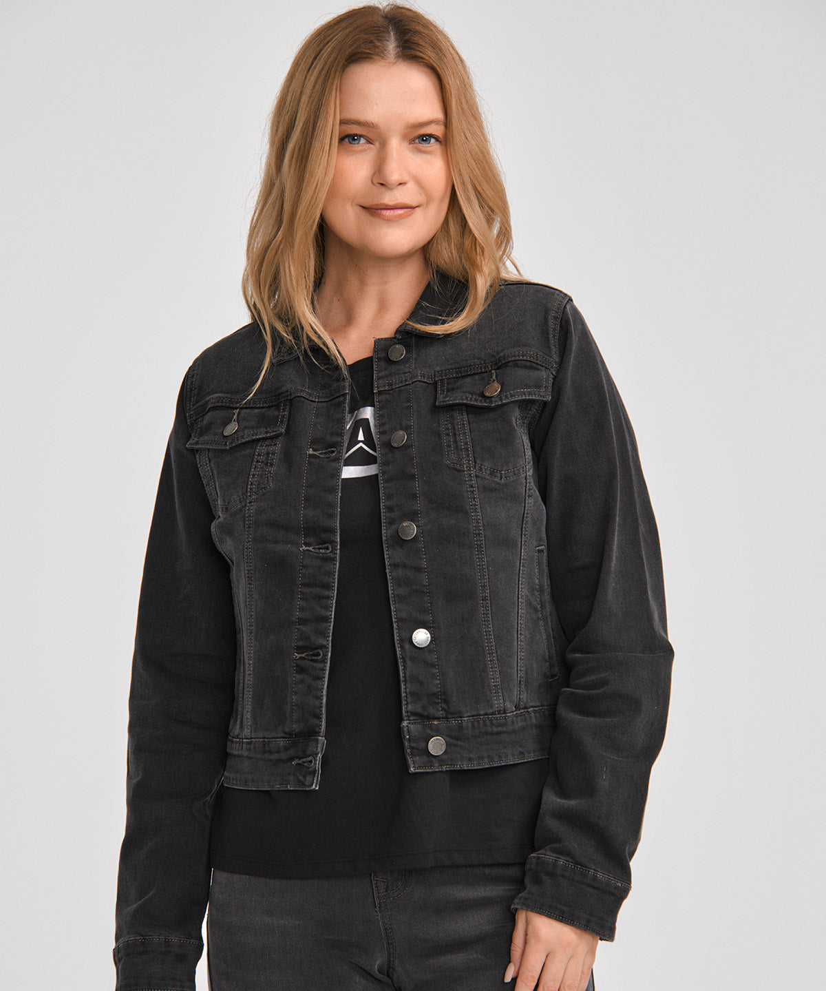 Chaqueta W Foundation Denim J Para Mujer Color Negro-1