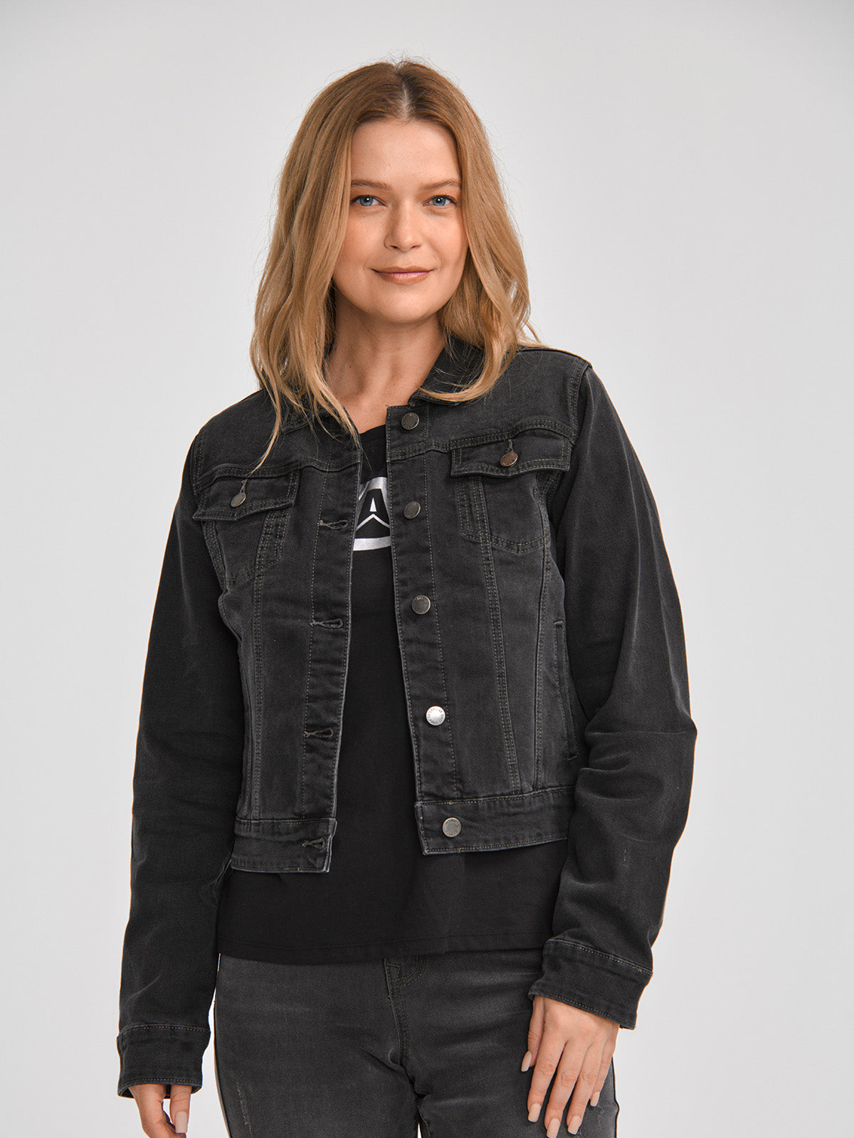 Chaqueta W Foundation Denim J Para Mujer Color Negro-1
