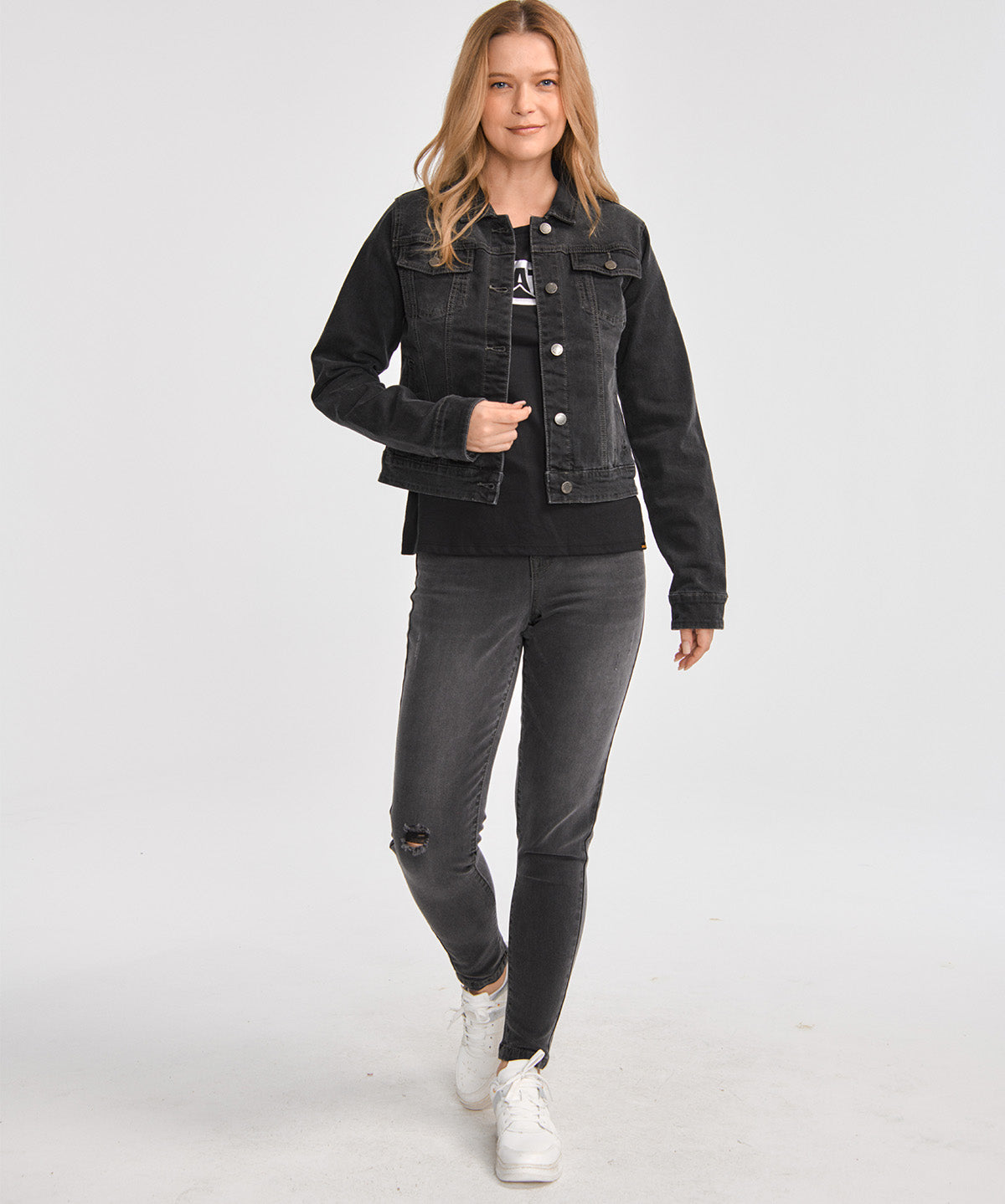 Chaqueta W Foundation Denim J Para Mujer Color Negro-4