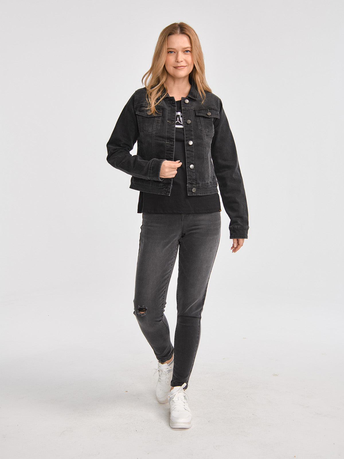 Chaqueta W Foundation Denim J Para Mujer Color Negro-4