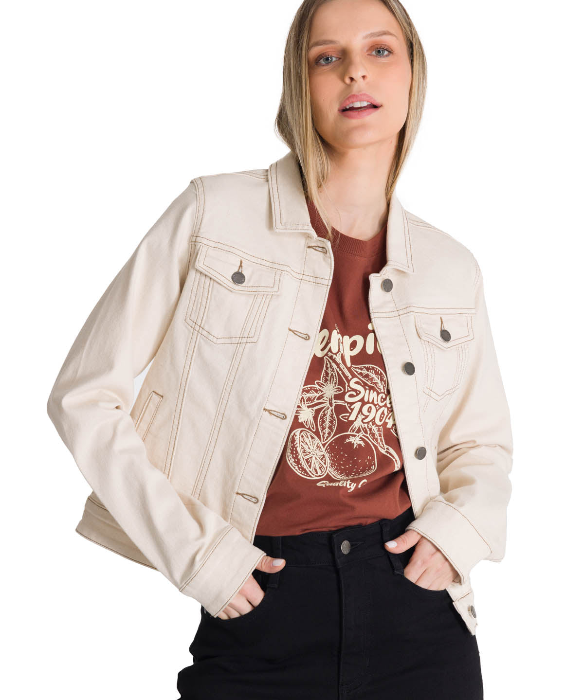 Chaqueta W Foundation Denim J Para Mujer Color Beige-1