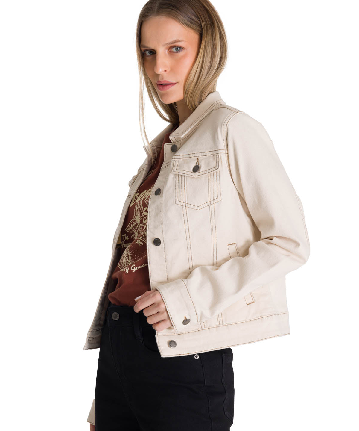 Chaqueta W Foundation Denim J Para Mujer Color Beige-2