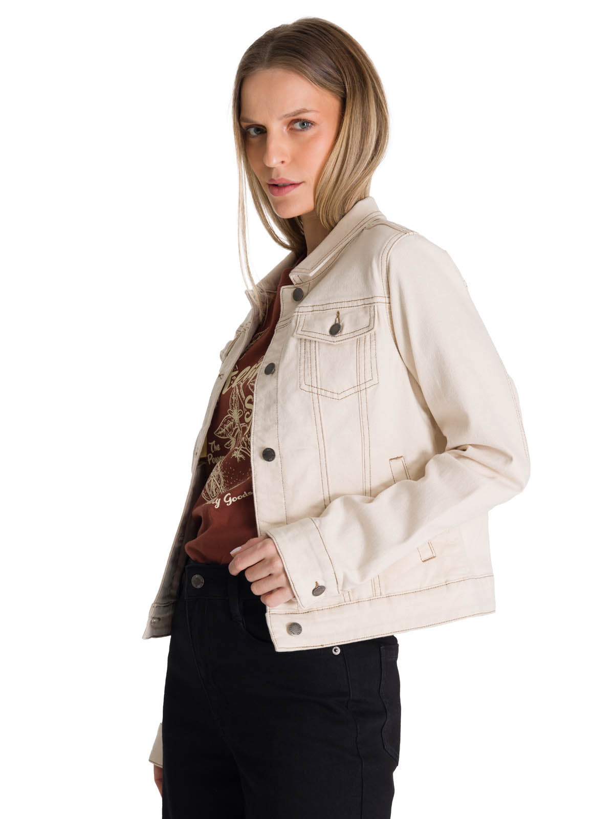 Chaqueta W Foundation Denim J Para Mujer Color Beige-2