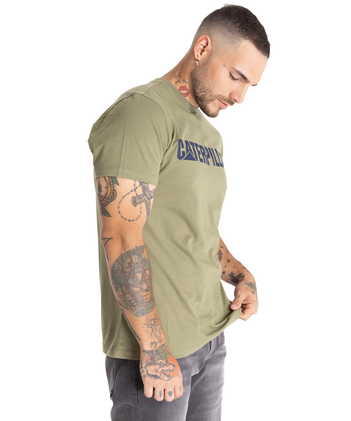 Camiseta Slim Fit Caterpillar Para Hombre Color Verde-2