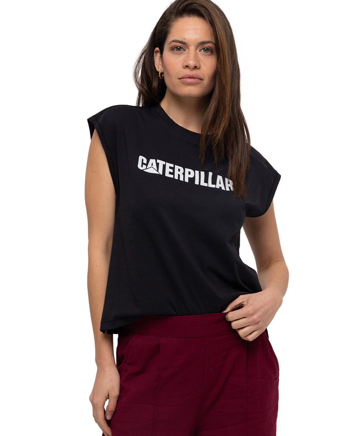 Camiseta Caterpillar Logo Tee Para Mujer Color Negro-1