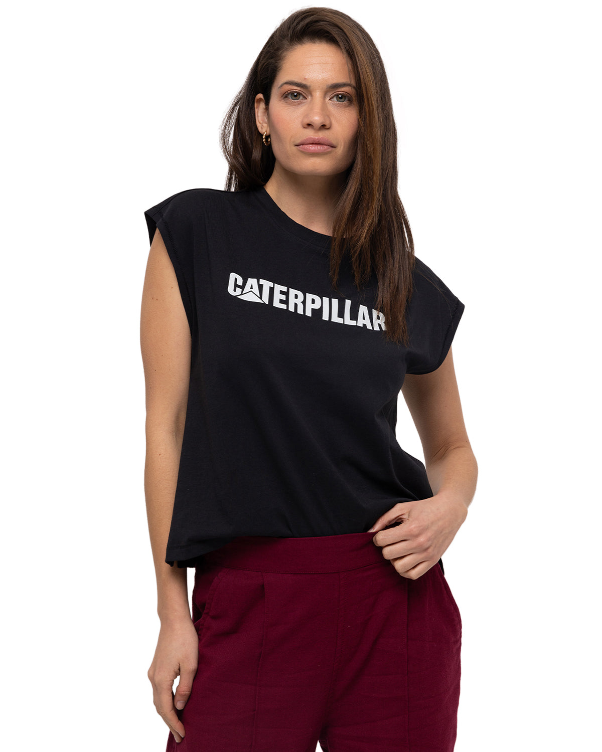 Camiseta Caterpillar Logo Tee Para Mujer Color Negro-1