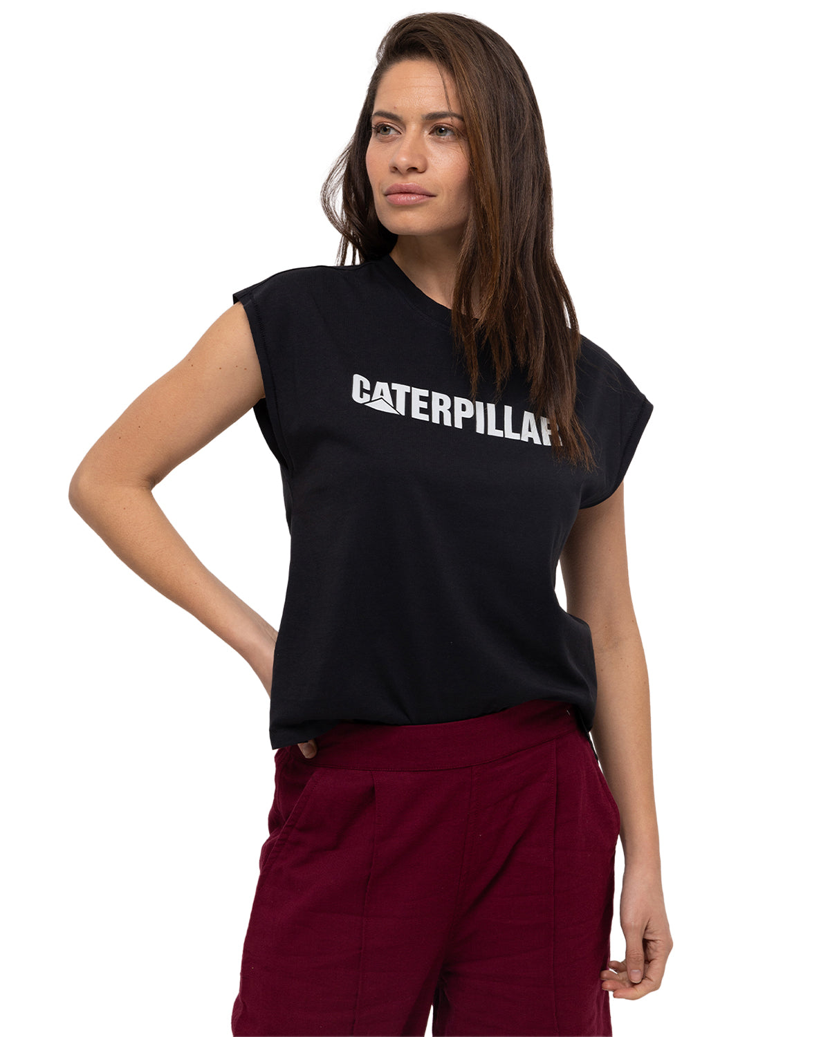 Camiseta Caterpillar Logo Tee Para Mujer Color Negro-2