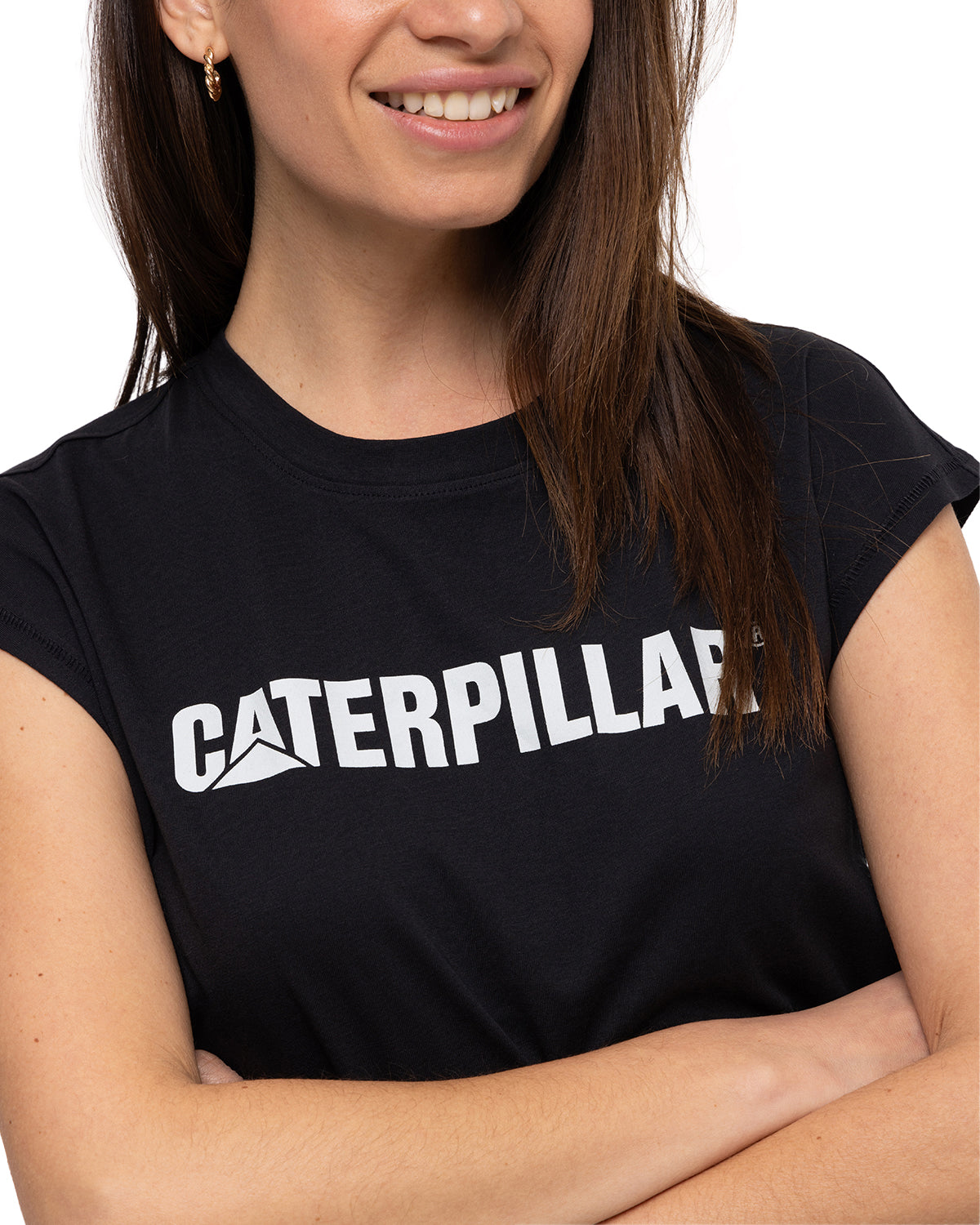 Camiseta Caterpillar Logo Tee Para Mujer Color Negro-3