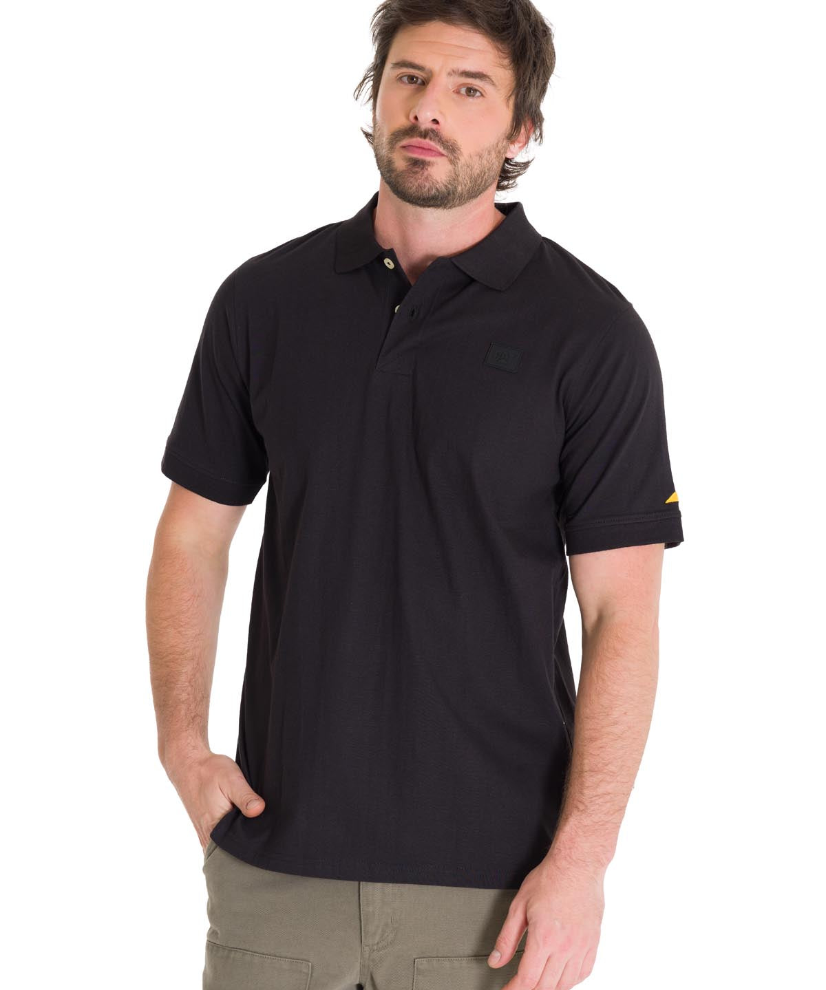 Polo Cat Logo Jersey Polo Para Hombre Color Negro-1