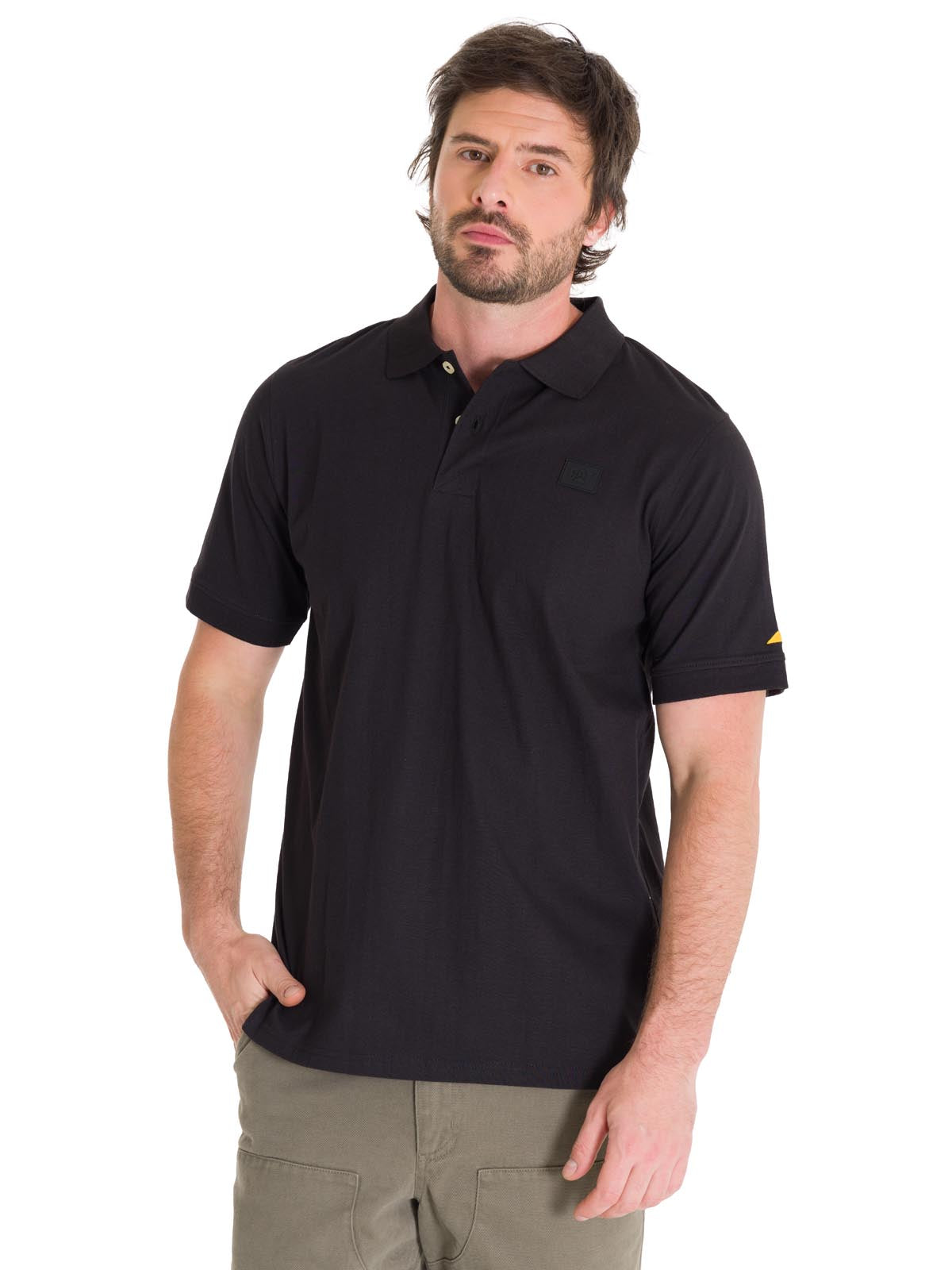 Polo Cat Logo Jersey Polo Para Hombre Color Negro-1