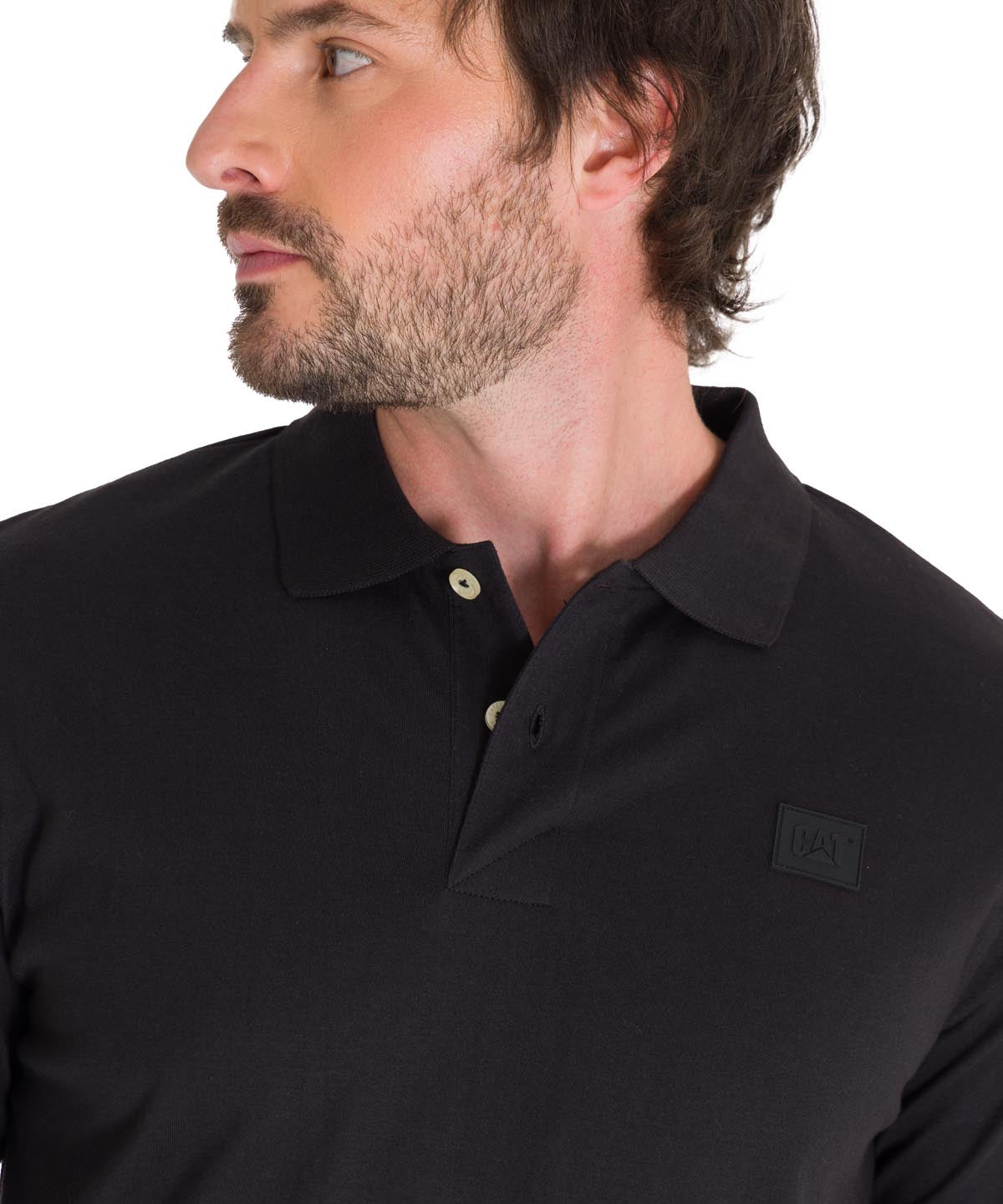 Polo Cat Logo Jersey Polo Para Hombre Color Negro-4