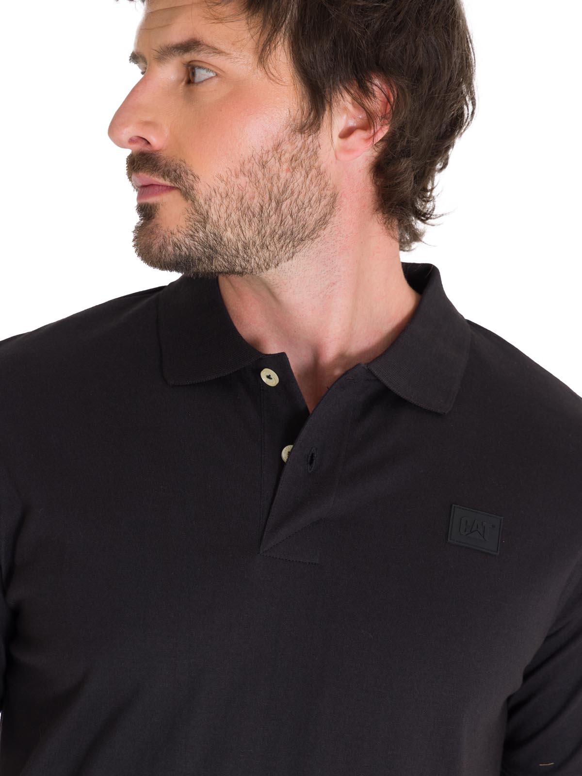 Polo Cat Logo Jersey Polo Para Hombre Color Negro-4