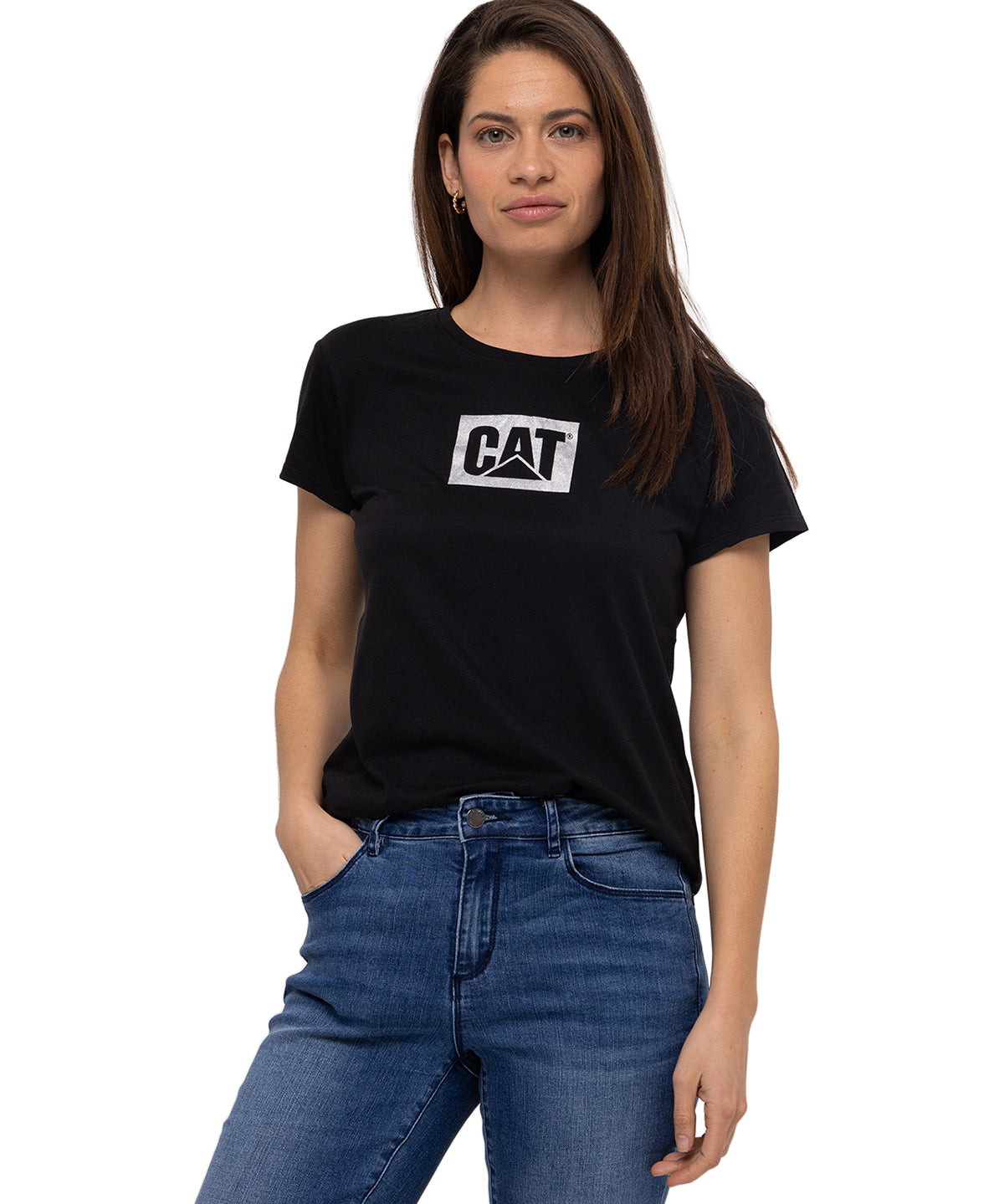 Camiseta Metallic Cat Logo Te Para Mujer Color Negro-1