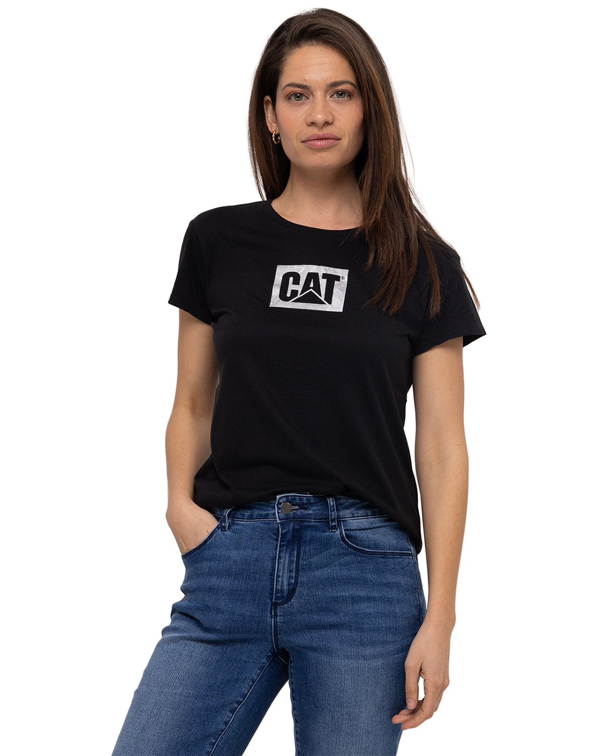 Camiseta Metallic Cat Logo Te Para Mujer Color Negro-1