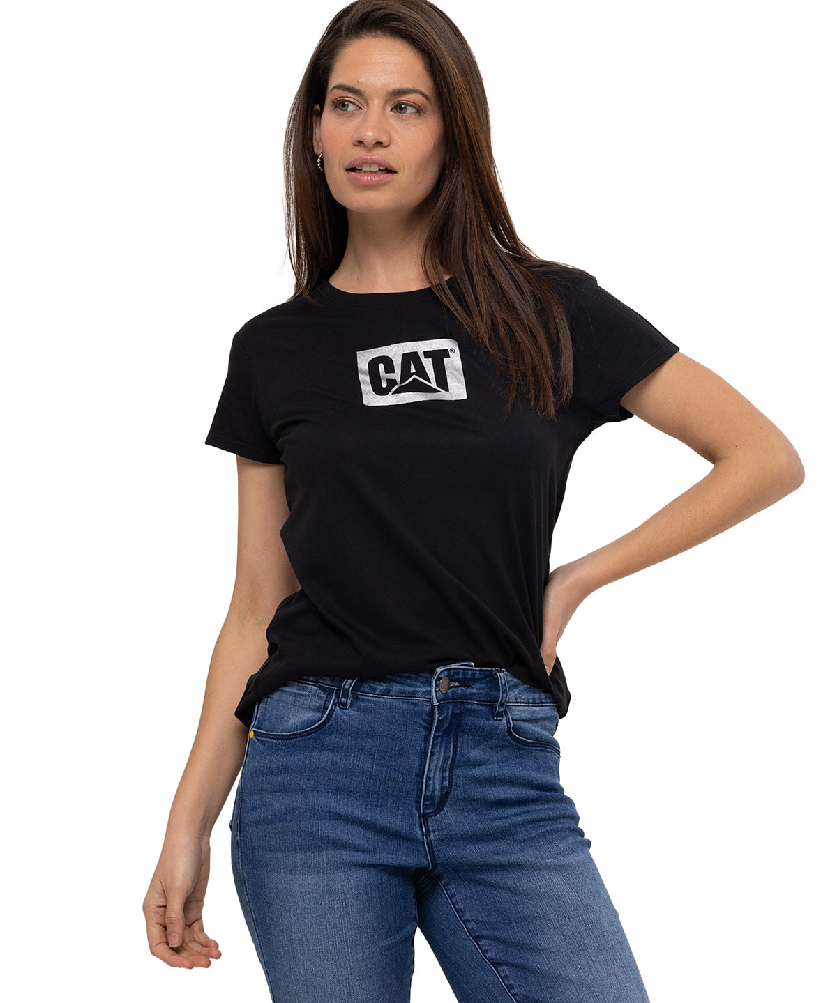Camiseta Metallic Cat Logo Te Para Mujer Color Negro-2