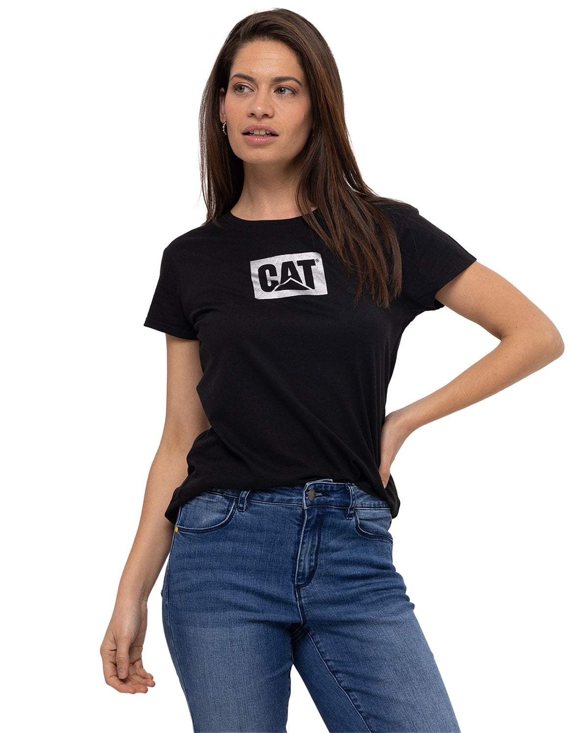 Camiseta Metallic Cat Logo Te Para Mujer Color Negro-2
